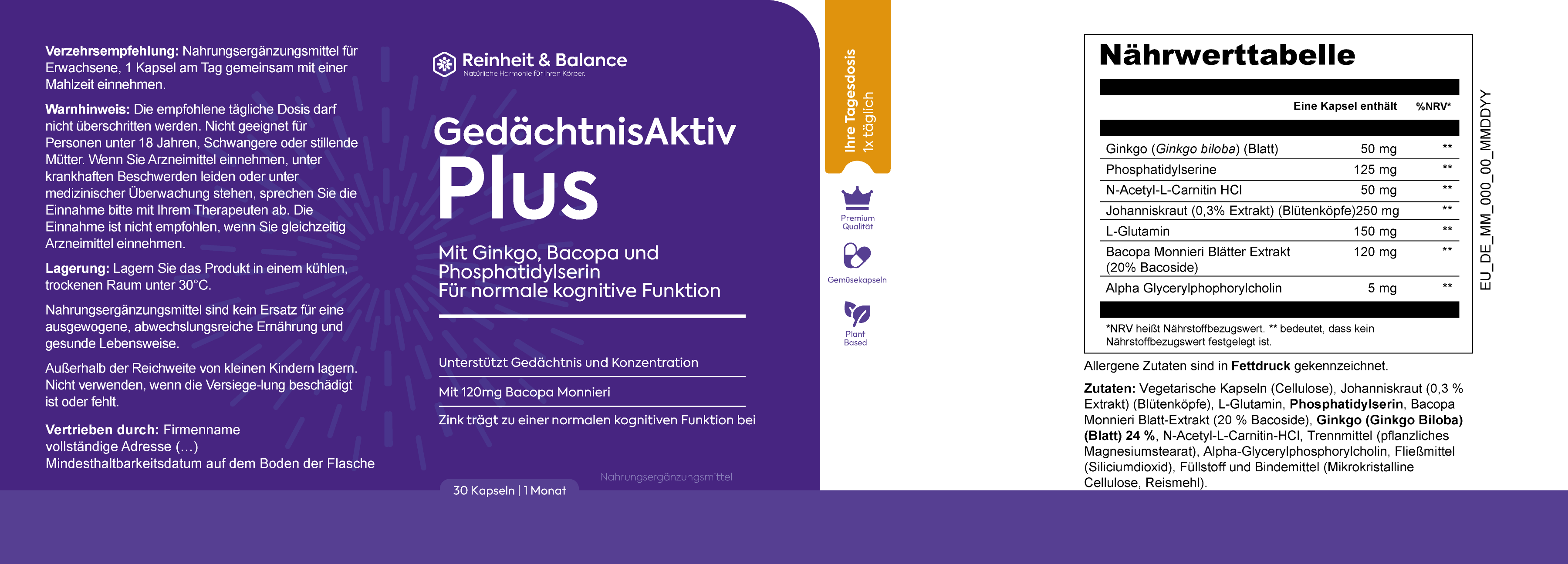 Etikett von GedachtnisAktiv Plus