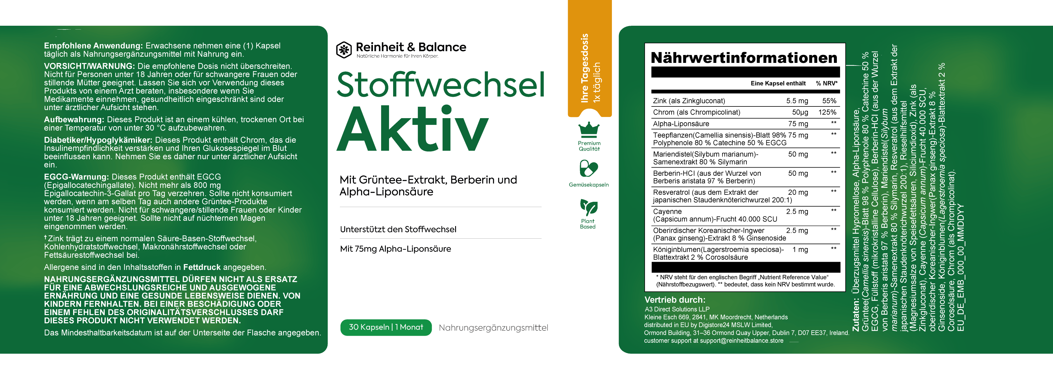 Etikett von Stoffwechsel Vital