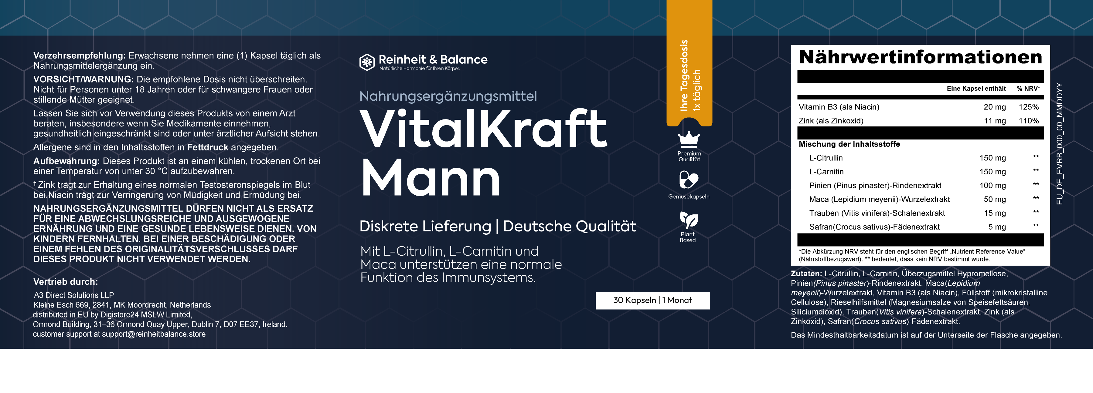 Informationen zum Vitalkraft Mann Etikett